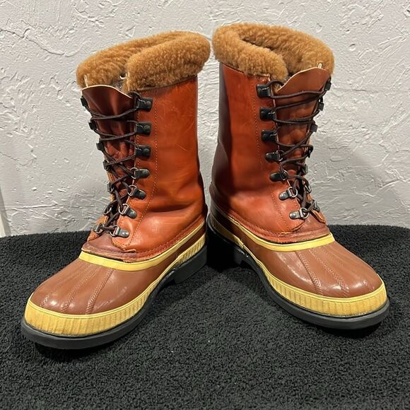 ?? Vintage SOREL KAUFMAN Polar Pac Boots Leather/Rubber/Wool Inserts Sz 6 - EU main image 13
